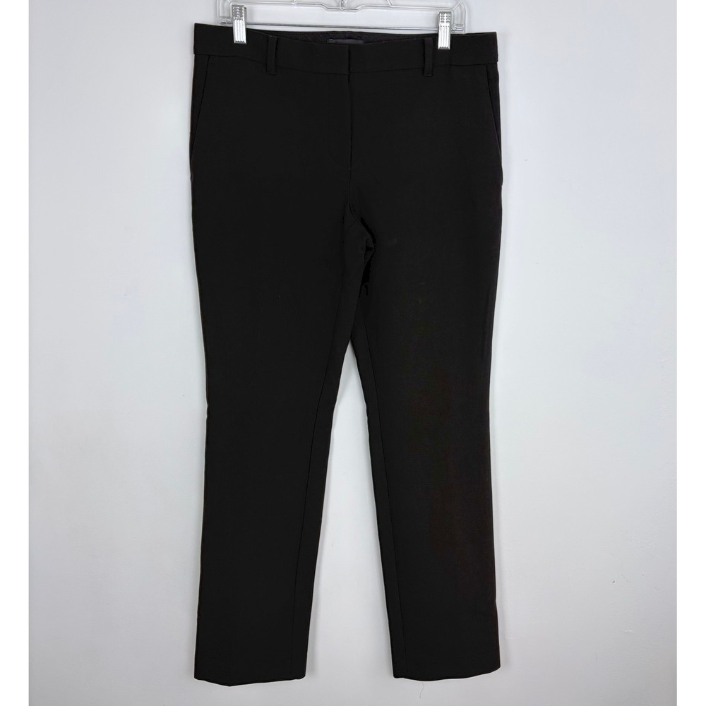 Ann Taylor Straight Trouser Black Mid Rise Career Basic Pant Office Size 8 Tall